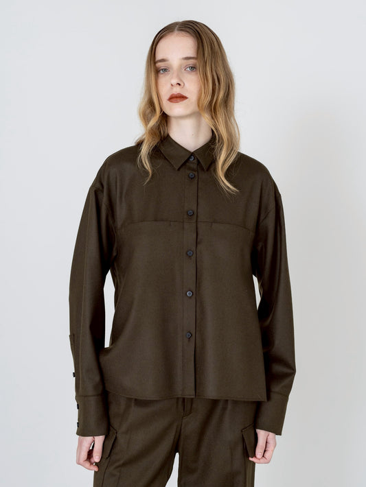 【PRE-ORDER】Wool Saxony Shirt(3color)